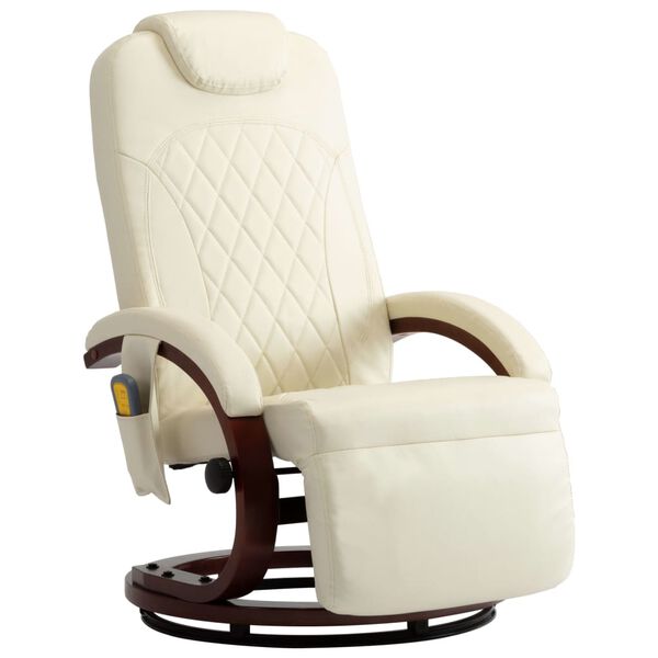 vidaXL TV Massage Recliner Cream White Faux Leather