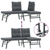 vidaXL 5 Piece Garden Bench Set with Cushions Black Powder-coated Steel