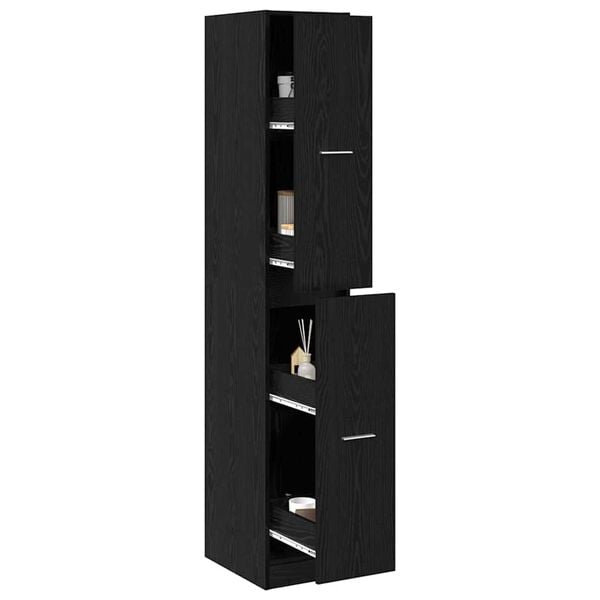 vidaXL Apothecary Cabinet Black oak 30 x 41 x 174.5 cm Engineered wood