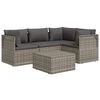 vidaXL 5 Piece Garden Lounge Set with Cushions Grey Poly Rattan