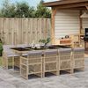 vidaXL 9 Piece Garden Dining Set with Cushions Beige Poly Rattan