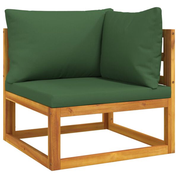 vidaXL 4 Piece Garden Lounge Set with Green Cushions Solid Wood
