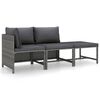 vidaXL 3 Piece Garden Lounge Set with Cushions Poly Rattan Grey