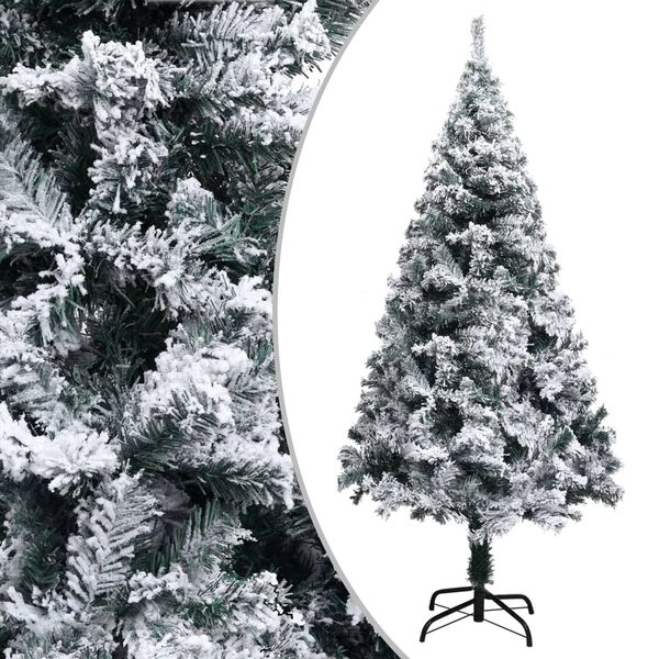 vidaXL Artificial Pre-lit Christmas Tree with Flocked Snow Green 150 cm