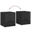 vidaXL Bedside Cabinet with Glass Door Black 35x37x42 cm