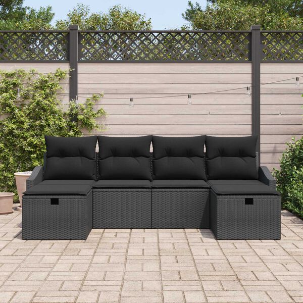 vidaXL Sofa Set with Cushion 6 pcs Poly Rattan