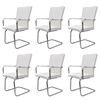 vidaXL Cantilever Dining Chairs 6 pcs White Faux Leather