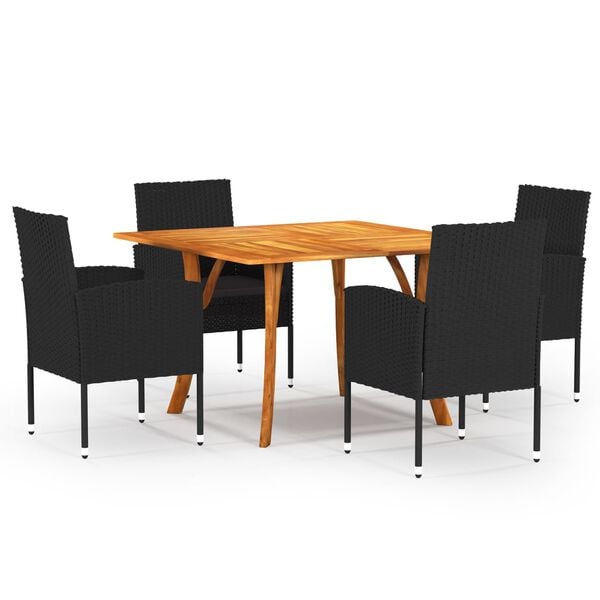 vidaXL 5 Piece Garden Dining Set Dark Black