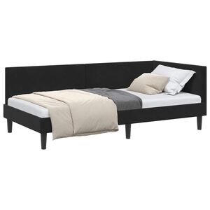 vidaXL Corner Bed Frame with Headboard Black 90 cm x 190 cm Velvet