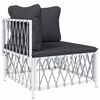 vidaXL 10 Piece Garden Lounge Set with Cushions White Steel
