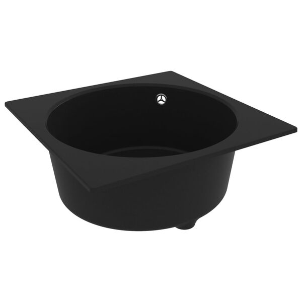 vidaXL Kitchen Sink with Overflow Hole Black Granite
