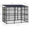 vidaXL Outdoor Dog Kennel with Roof Steel 5.53 m&sup2;