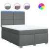vidaXL Box Spring Bed with Mattress Dark Grey Double Fabric