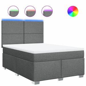 vidaXL Box Spring Bed with Mattress Dark Grey Double Fabric