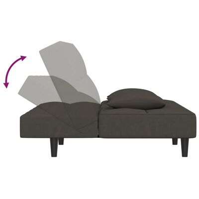 vidaXL 2-Seater Sofa Bed with Two Pillows Dark Grey Velvet
