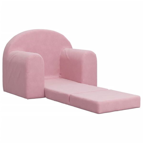 vidaXL Kids' Sofa Bed Pink Soft Plush