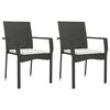vidaXL 3 Piece Garden Dining Set with Cushions Black Poly Rattan