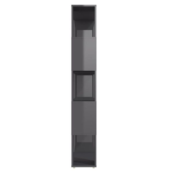 vidaXL Book Cabinet Room Divider High Gloss Grey 80x24x155 cm Engineered Wood