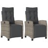 vidaXL Reclining Garden Chairs 2 pcs with Footrest Grey Poly Rattan