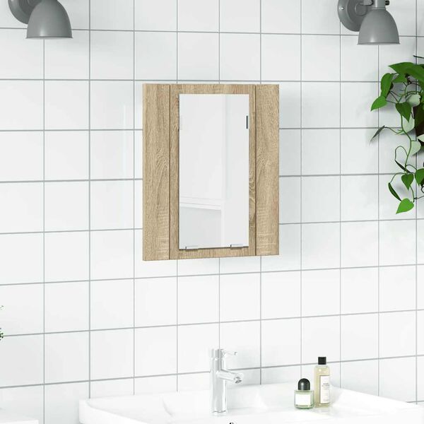 vidaXL LED Bathroom Mirror Cabinet Sonoma Oak 40x12x45 cm Acrylic