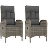 vidaXL 3 Piece Garden Dining Set with Cushions Black and Grey Poly Rattan