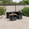 vidaXL 5 Piece Garden Sofa Set with Cushions Black Poly Rattan