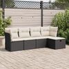 vidaXL 5 Piece Garden Sofa Set with Cushions Black Poly Rattan