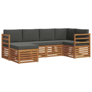 vidaXL Outdoor Sofa Set 6 pcs Natural and Anthracite Polyester