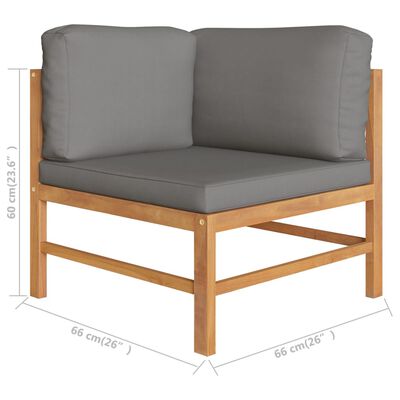 vidaXL 11 Piece Garden Lounge Set with Grey Cushions Solid Teak Wood