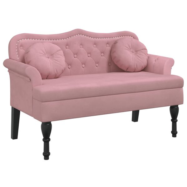 vidaXL Bench with Cushions Pink 120.5x65x75 cm Velvet