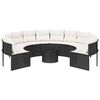 vidaXL Garden Sofa with Table and Cushions Round Black Poly Rattan