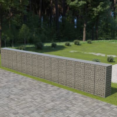 vidaXL Gabion Wall with Covers Galvanised Steel 900x50x150 cm