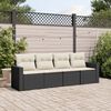 vidaXL 4 Piece Garden Sofa Set with Cushions Black Poly Rattan