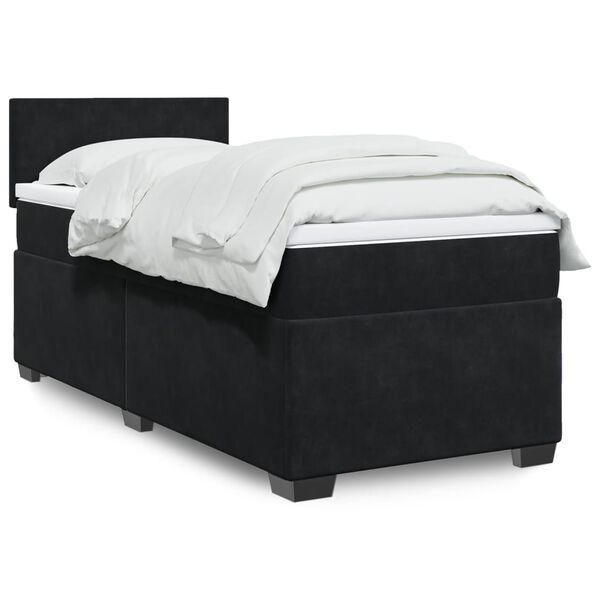 vidaXL Box Spring Bed with Mattress Black King Single Fabric
