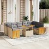 vidaXL 10 Piece Garden Sofa Set with Cushions Beige Poly Rattan