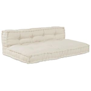 vidaXL Pallet Sofa Cushion 2 pcs Fabric Cream 120 x 80 x 38 cm