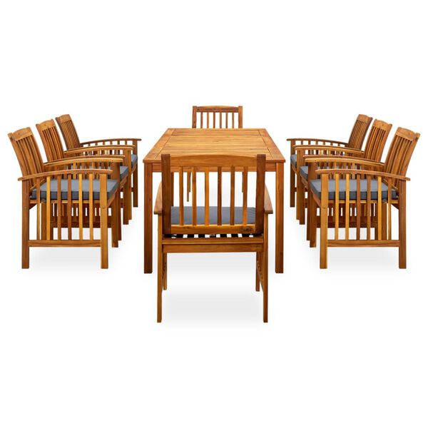 vidaXL 9 Piece Garden Dining Set with Cushions Solid Acacia Wood