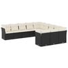 vidaXL 11 Piece Garden Sofa Set with Cushions Black Poly Rattan