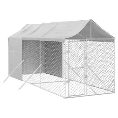 vidaXL Outdoor Dog Kennel with Roof Silver 2x6x2.5 m Galvanised Steel