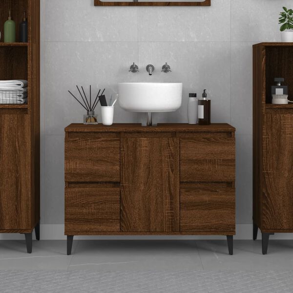 vidaXL Sink Cabinet Brown Oak 80x33x60 cm Engineered Wood