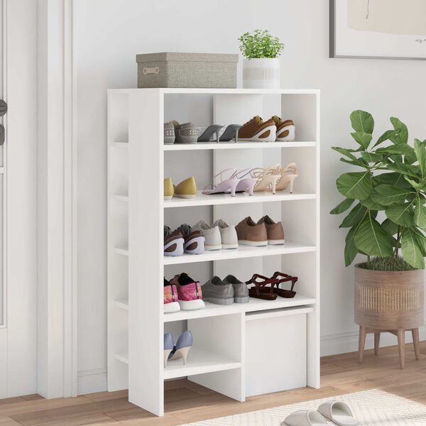 vidaXL Shoe Cabinet with Shelf 2 pcs White Engineered Wood