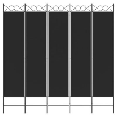 vidaXL 5-Panel Room Divider Black 200x200 cm Fabric