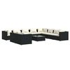 vidaXL 11 Piece Garden Lounge Set with Cushions Black Poly Rattan