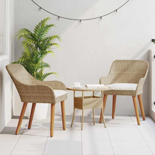 vidaXL Garden Chair 2 pcs Beige 55 x 62.5 x 82cm Poly Rattan
