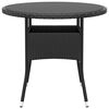 vidaXL Garden Table Ø80x75 cm Tempered Glass and Poly Rattan Black