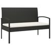 vidaXL Garden Bench with Cushion Black 105 cm Poly Rattan