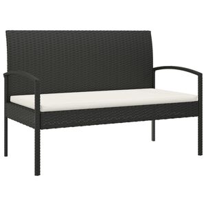 vidaXL Garden Bench with Cushion Black 105 cm Poly Rattan