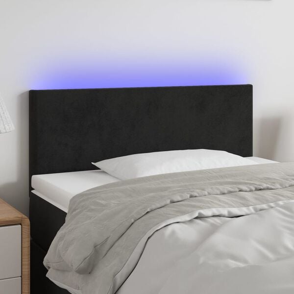 vidaXL LED Headboard Black 100 cm Velvet