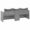 vidaXL 3-Seater Garden Sofa with Cushions Grey Poly Rattan