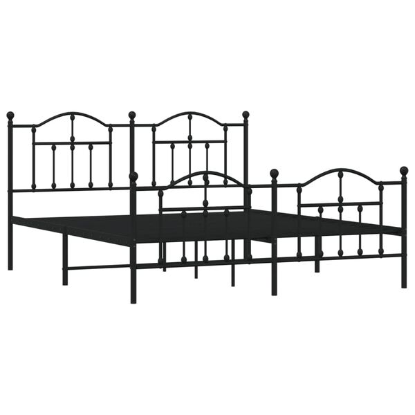 vidaXL Metal Bed Frame without Mattress with Footboard Black 180x200cm